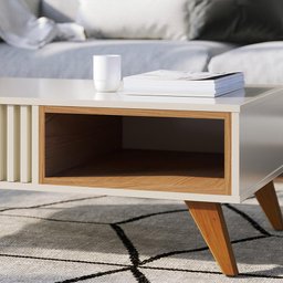 Kit Aparador Para Sala De Estar Áustria Com Mesa De Centro Delta C04 Freijó Off White - Lyam - 13