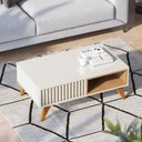 Ver imagem 3 de Kit Aparador para Sala de Estar Áustria com Mesa de Centro Delta C04 Freijó Off White - Lyam