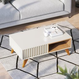 Kit Aparador Para Sala De Estar Áustria Com Mesa De Centro Delta C04 Freijó Off White - Lyam - 3