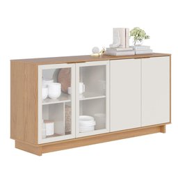 Kit Aparador Para Sala De Estar Áustria Com Mesa De Centro Delta C04 Freijó Off White - Lyam - 4