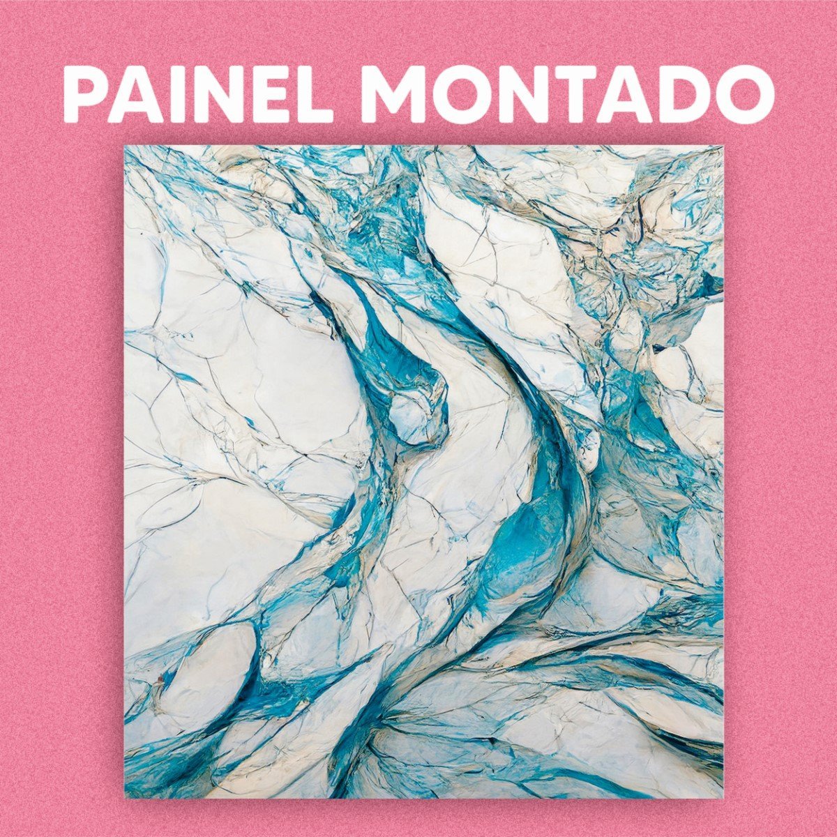 Papel de Parede Painel 3D Mármore Branco Azul Vinílico 1M Auto Colante Lavável Revestimento - 3