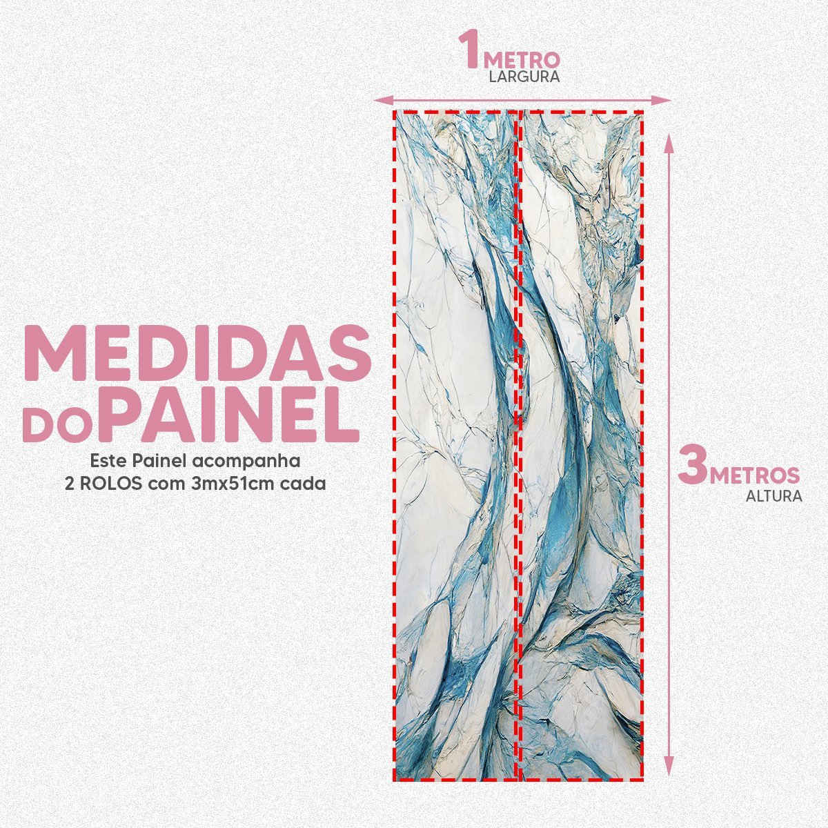 Papel de Parede Painel 3D Mármore Branco Azul Vinílico 1M Auto Colante Lavável Revestimento - 5