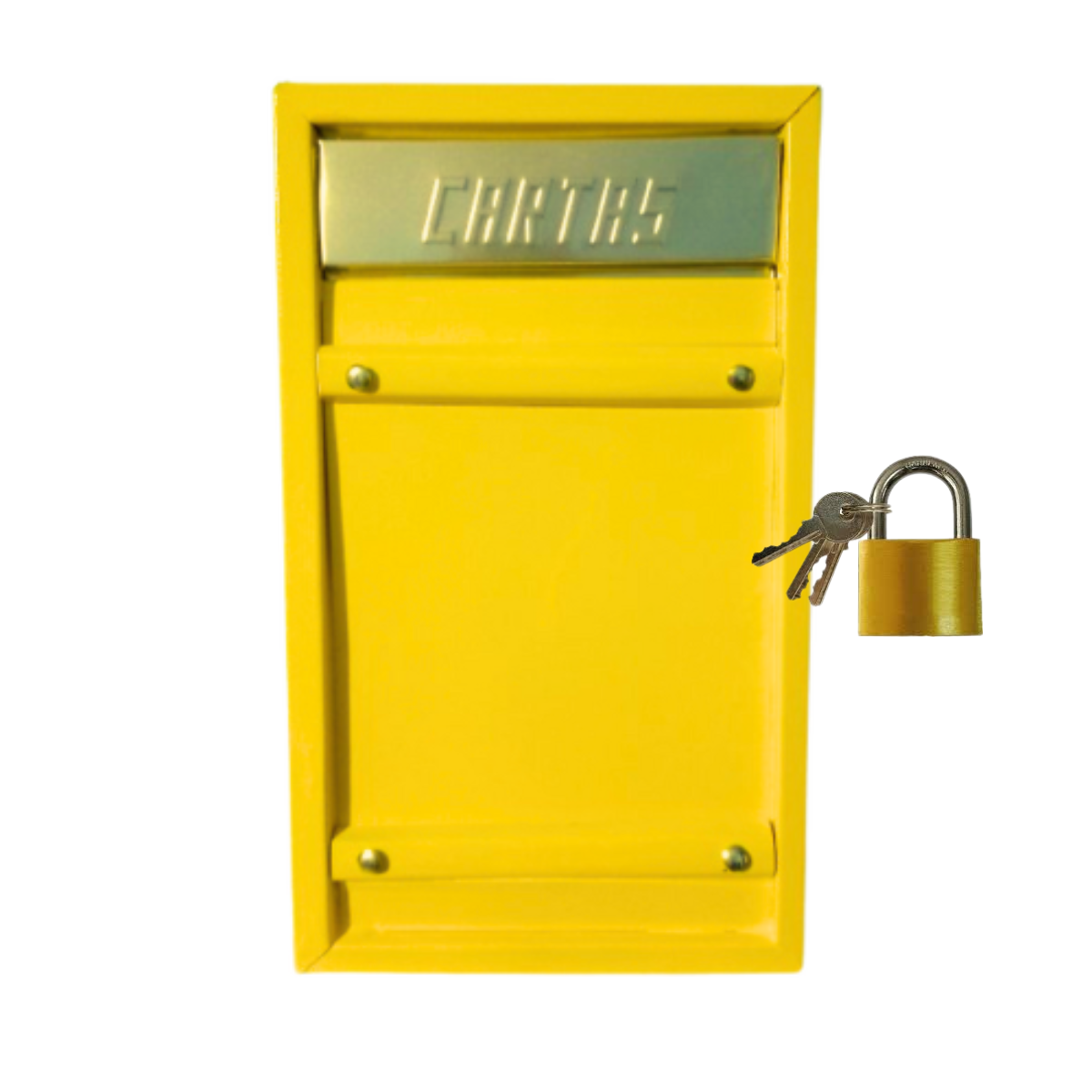 Caixa Correio Carta Portão Grade/embutir(grande) Amarela C/cadeado