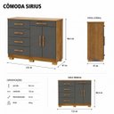 Ver imagem 3 de Cômoda Sapateira 5 Gavetas 2 Portas Multiuso Móvel Quarto Nature Alaska