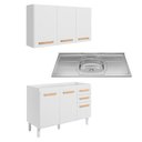 Ver imagem 4 de Conjunto de Cozinha Intenza 120cm com Armário Aéreo e Balcão com Pia Branco Freijó Nicioli Ghelplus