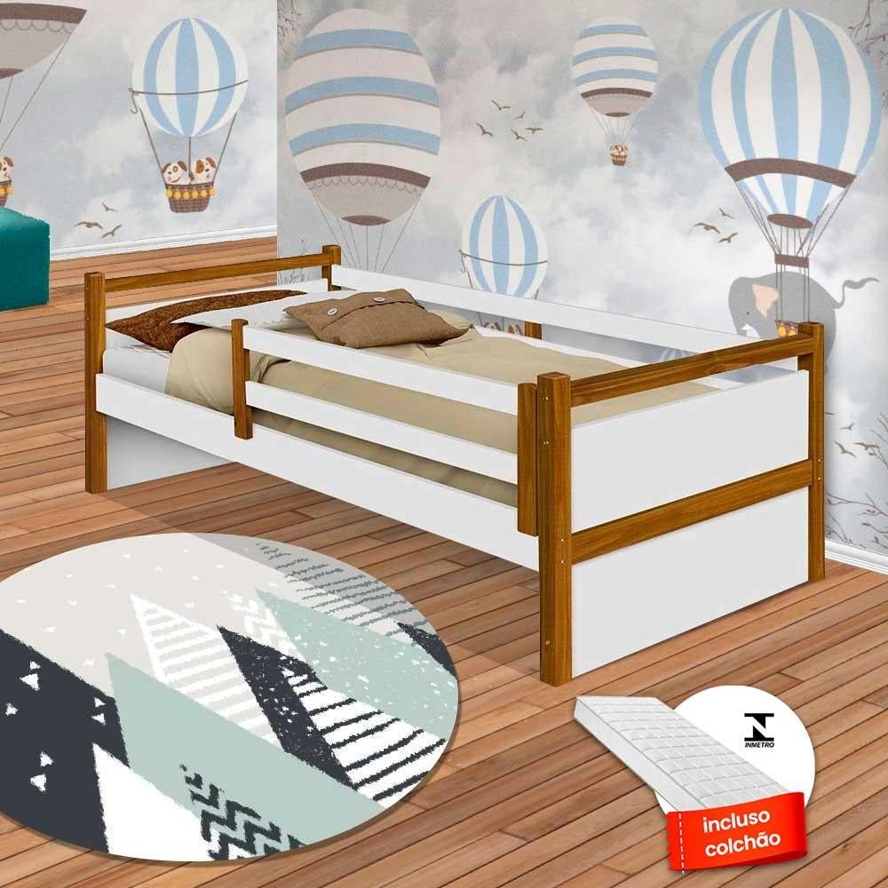 Cama De Solteiro Para Criança Com Colchão Branca Divaloto | MadeiraMadeira