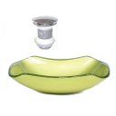 Ver imagem 1 de CUBA DE VIDRO ABAULADA 45CM VERDE OLIVA + VALVULA CLICK