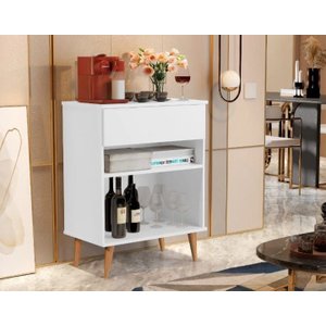 Aparador Buffet Beatriz Cantinho do Café 1 Gaveta com Pés Retrô - Branco