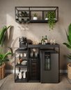 Ver imagem 1 de Aparador Adega Cervejeira Frigobar Industrial com Cantinho Café Alba Metal e MDF Preto