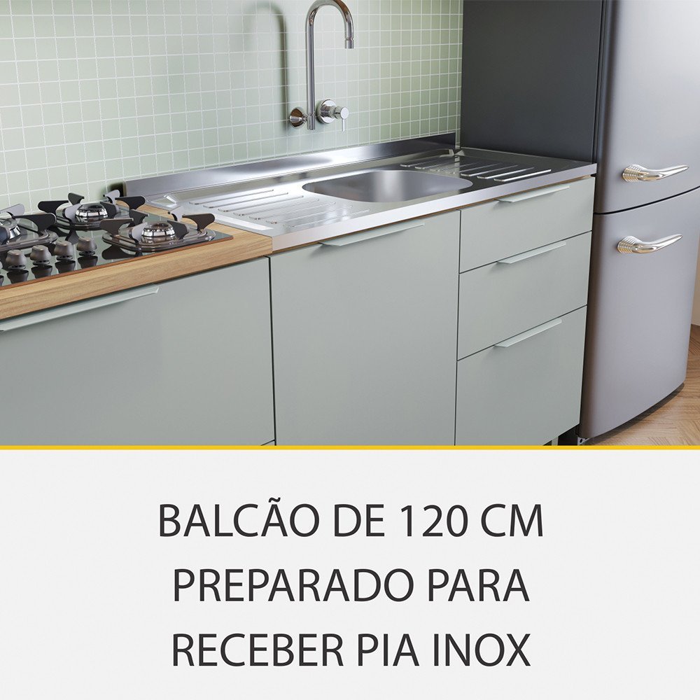 Cozinha 5 Peças 4 Portas 4 Gavetas Ripado Marquesa 100 Mdf - 5