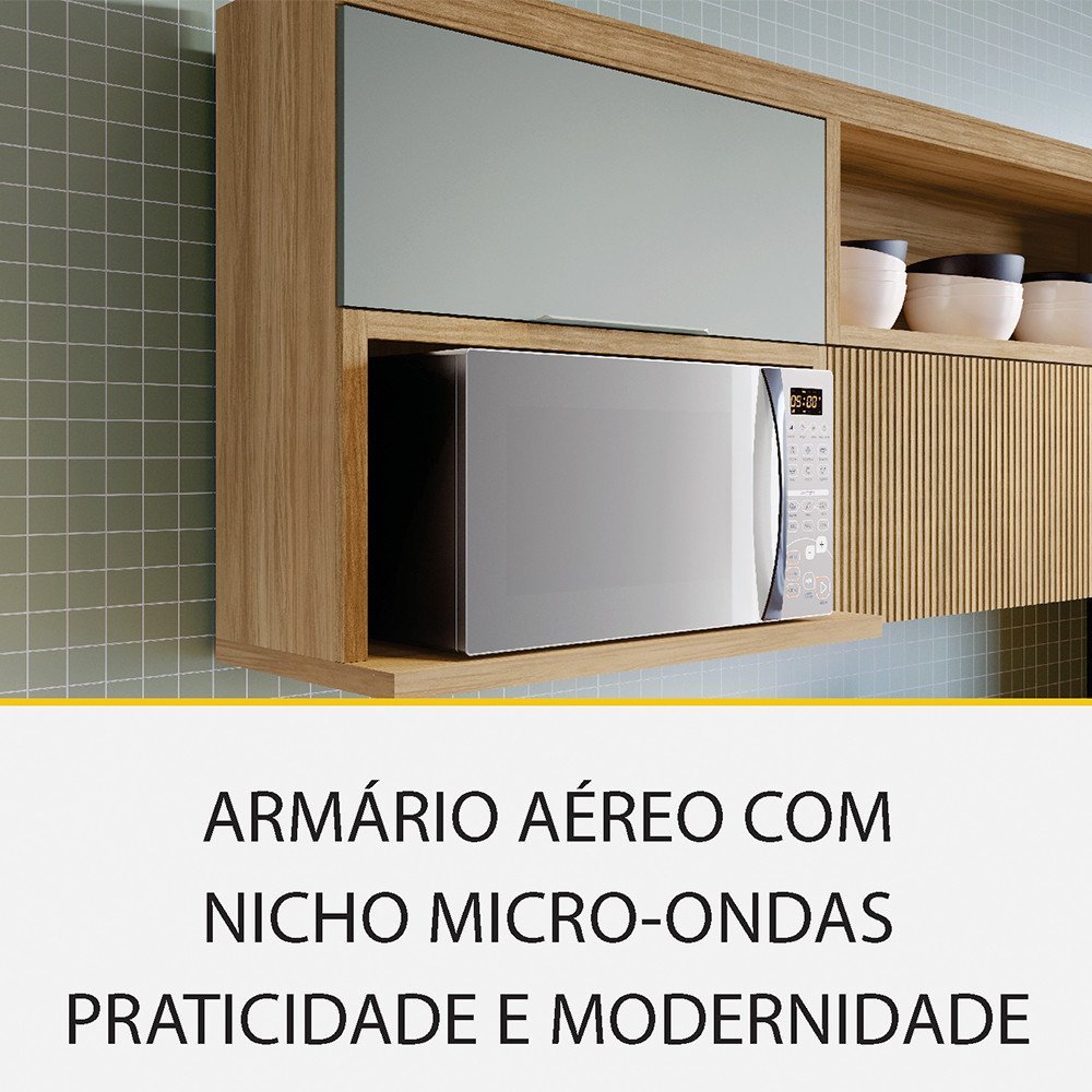 Cozinha 5 Peças 4 Portas 4 Gavetas Ripado Marquesa 100 Mdf - 3