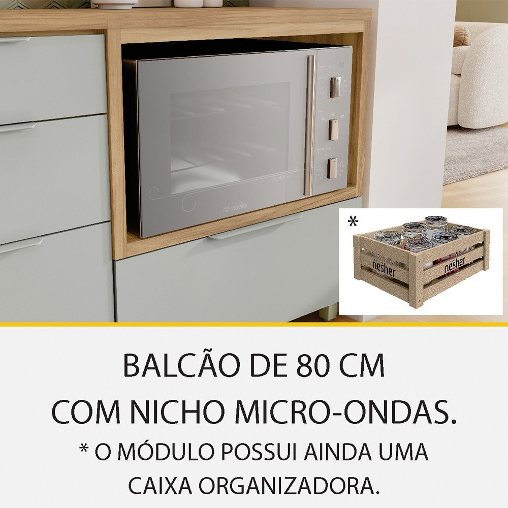 Cozinha 5 Peças 4 Portas 4 Gavetas Ripado Marquesa 100 Mdf - 4