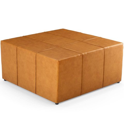 Puff Decorativo Para Sala de Estar Quadrado Milano 90x90cm W01 Couríssimo Whisky - Lyam Decor