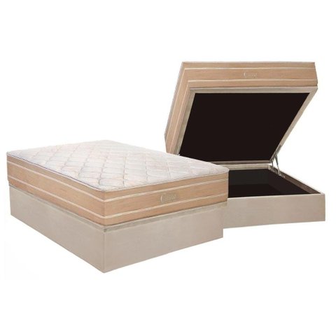 Cama Box Baú Casal: Colchão Molas Polar Masterpocket Ensacadas Cristal + Base Clean(138x188)