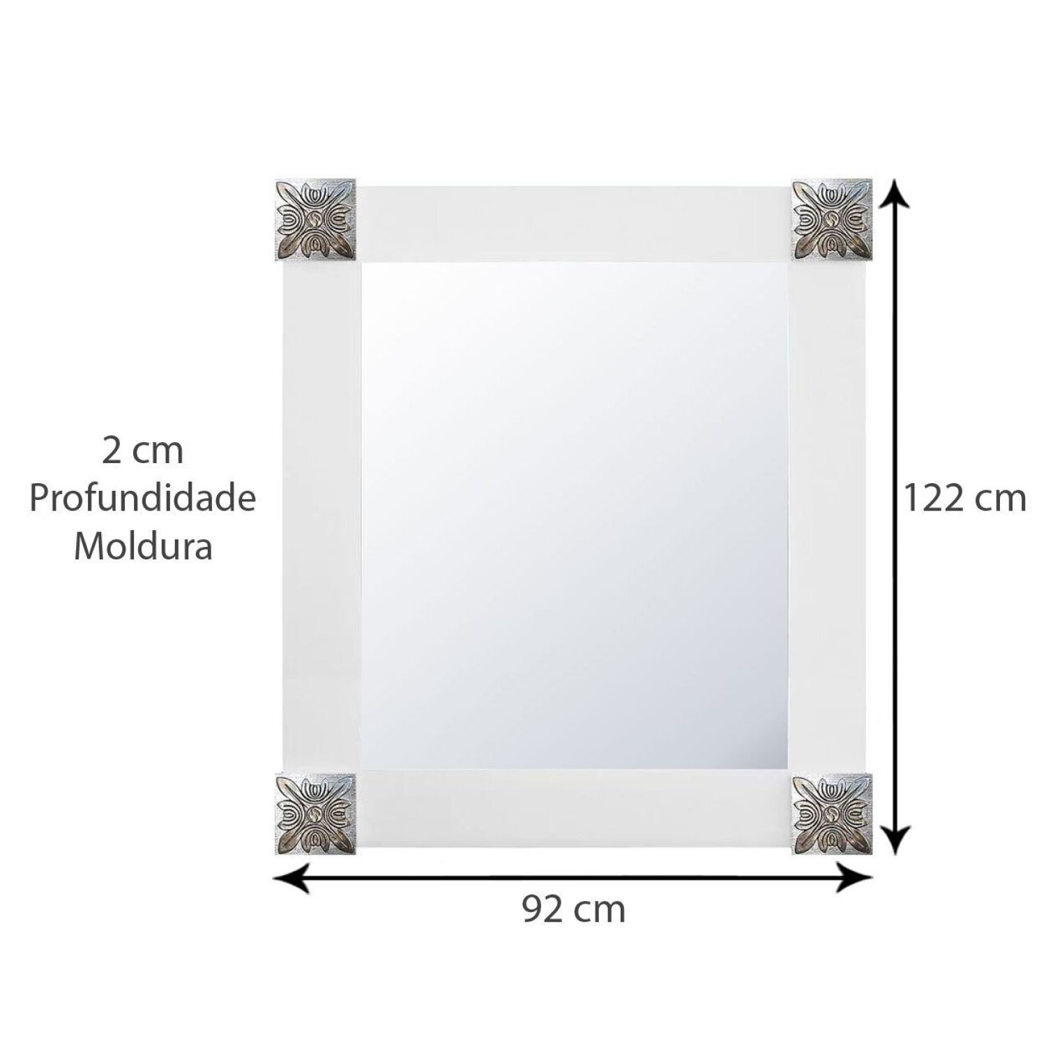 Espelho Decorativo com Moldura e Apliques Prata 92cm x 122cm Decore Ponto - 4