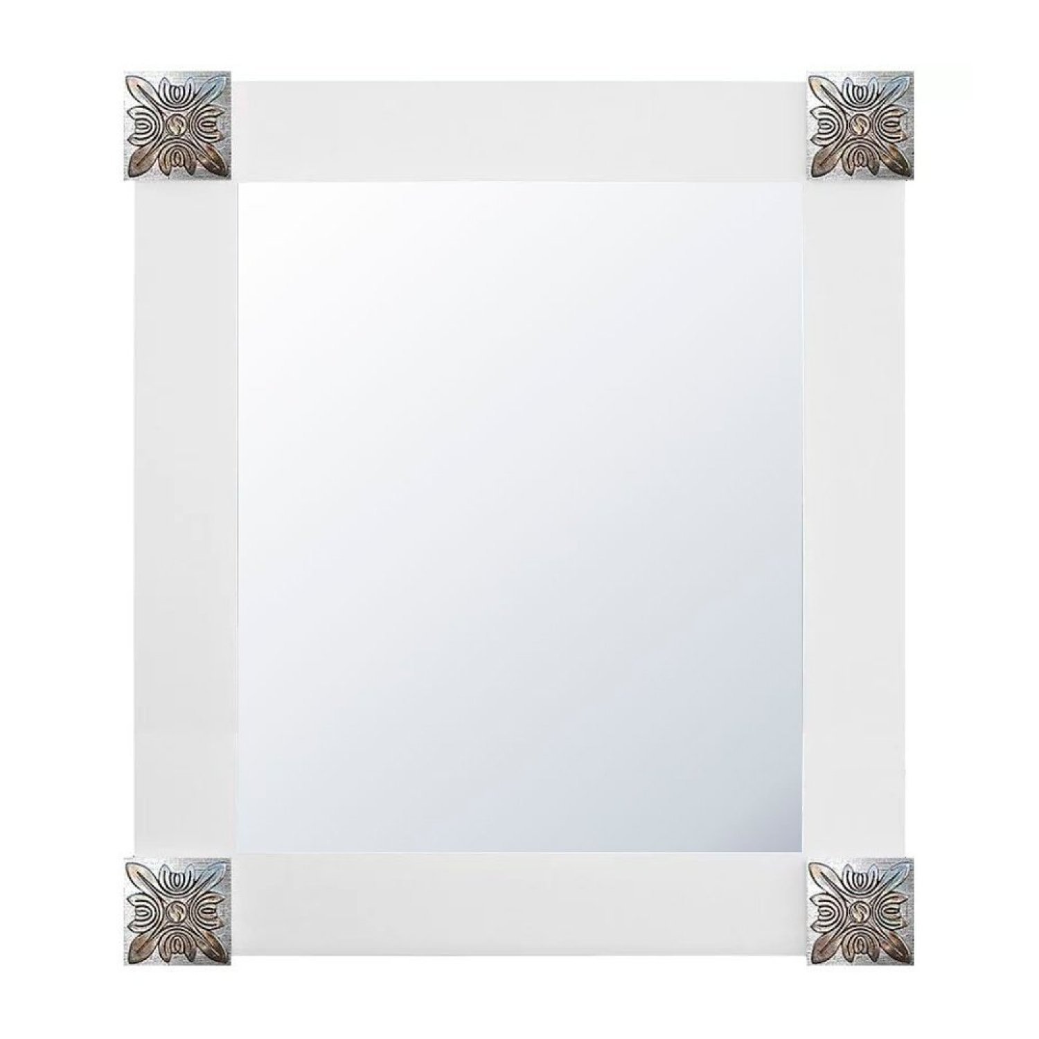 Espelho Decorativo com Moldura e Apliques Prata 92cm x 122cm Decore Ponto - 1