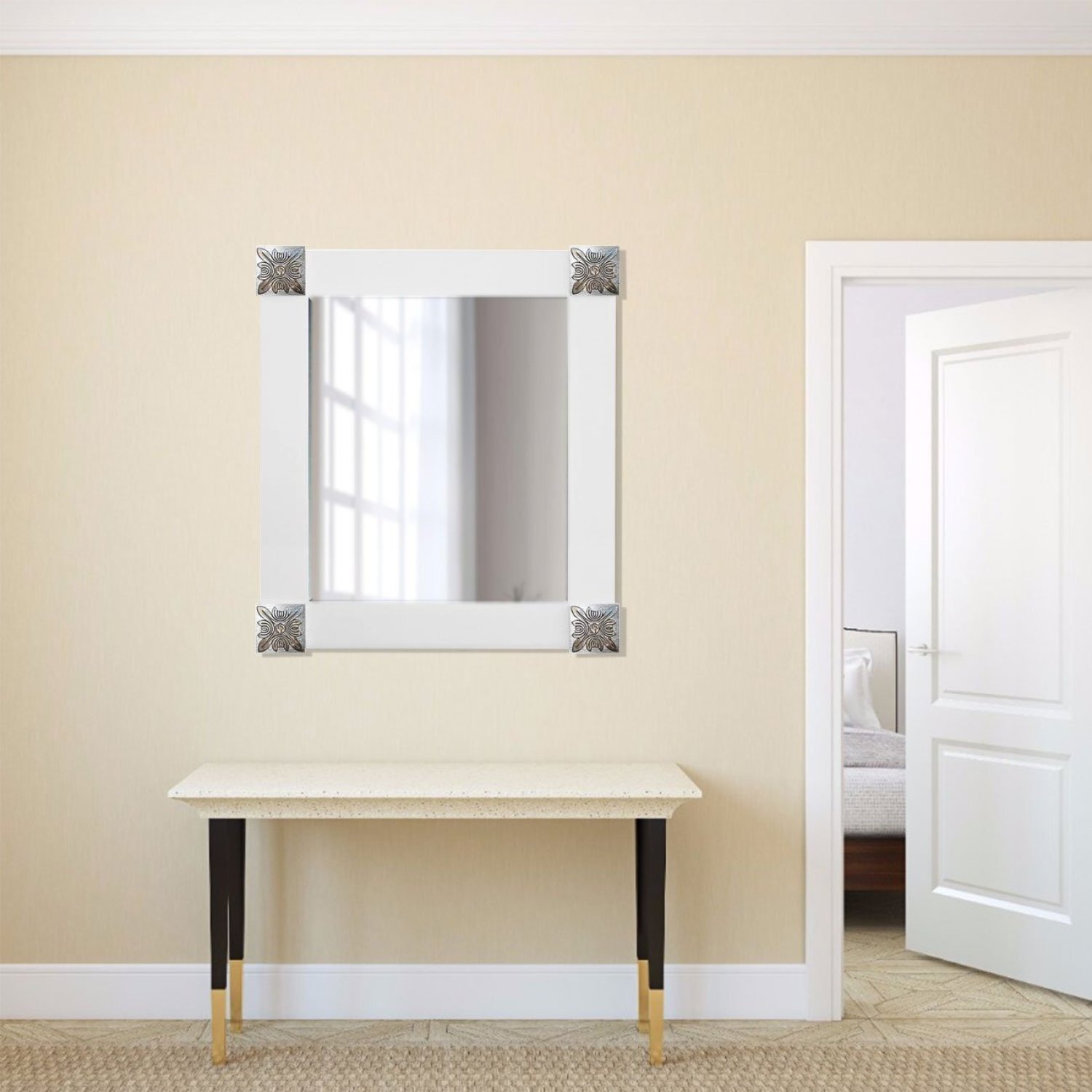 Espelho Decorativo com Moldura e Apliques Prata 92cm x 122cm Decore Ponto - 3
