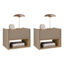 Ver imagem 1 de Kit 2 Mesas de Cabeceira Suspensa Florença 1 Gaveta Fendi/hannover - Casa D