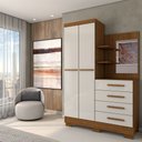 Ver imagem 6 de Guarda-roupa Solteiro Verona 2 Portas 4 Gavetas com Espelho 100% Mdf Cinamomo/off White - Panorama M