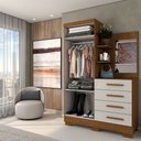 Ver imagem 2 de Guarda-roupa Solteiro Verona 2 Portas 4 Gavetas com Espelho 100% Mdf Cinamomo/off White - Panorama M