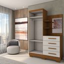 Ver imagem 5 de Guarda-roupa Solteiro Verona 2 Portas 4 Gavetas com Espelho 100% Mdf Cinamomo/off White - Panorama M
