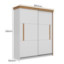 Ver imagem 4 de Roupeiro Bristol 189,5x220cm 2 Gavetas 2 Portas Correr Branco/Freijó BRI122