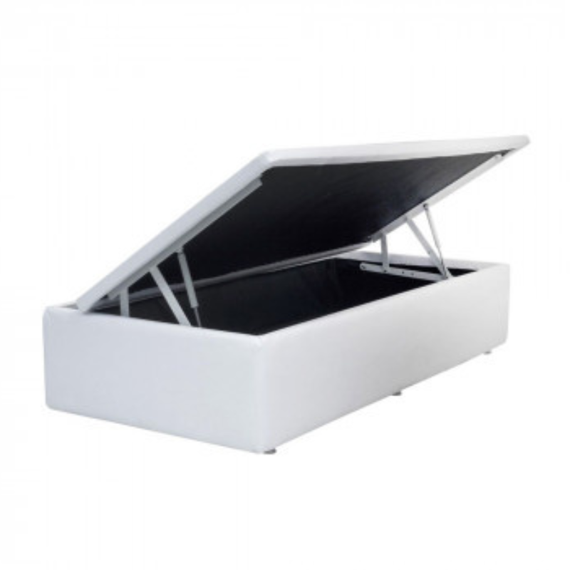 Cama Box Baú Solteiro 78 X 188 - Sintético Branco