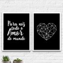 Ver imagem 1 de Kit 2 Quadros Para Nós Todo O Amor Do Mundo 24x18cm:Madeira branca
