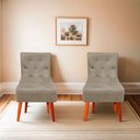 Ver imagem 1 de Cadeira Lia para Sala de Jantar Madeira Maciça Estofada Capuccino Café com Leite Pés Palito