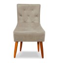 Ver imagem 3 de Cadeira Lia para Sala de Jantar Madeira Maciça Estofada Capuccino Café com Leite Pés Palito