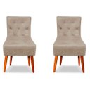 Ver imagem 2 de Cadeira Lia para Sala de Jantar Madeira Maciça Estofada Capuccino Café com Leite Pés Palito