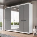 Ver imagem 2 de Roupeiro Lisboa 6 Portas com Espelho 4 Gavetas 242x214cm Branco/Cinza 240855