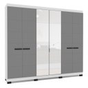 Ver imagem 1 de Roupeiro Lisboa 6 Portas com Espelho 4 Gavetas 242x214cm Branco/Cinza 240855