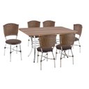 Ver imagem 2 de Conjunto Sala de Jantar 1 Mesa 6 Cadeiras Giovana Marrom/Cromado