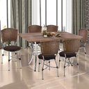 Ver imagem 1 de Conjunto Sala de Jantar 1 Mesa 6 Cadeiras Giovana Marrom/Cromado