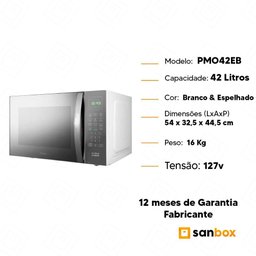 Micro-ondas Philco Pmo42eb 42l Espelhado Jumbo Múltiplas Funções -127v - 7