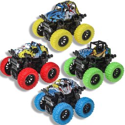 Kit 4 Miniatura Carrinho Monster Fricção 4x4 Rotativo 360 Colorido:Monster - 1
