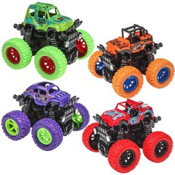Kit 4 Miniatura Carrinho Monster Fricção 4x4 Rotativo 360 Colorido:Monster - 2