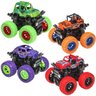 Kit 4 Miniatura Carrinho Monster Fricção 4x4 Rotativo 360 Colorido:Monster - 2