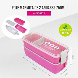 Pote Marmita de 2 Andares 750ml - Vibe Pink - Rosa - 4