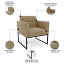 Ver imagem 3 de Sofá Namoradeira e 1 Poltrona Base Industrial Preto Ana Suede Marrom Rt - Ibiza
