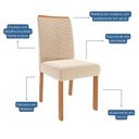 Ver imagem 7 de Mesa de Jantar Tampo de Vidro Off White Ester 2,10 com e 8 Cadeiras Clarice Cinamomo/madeira/nude