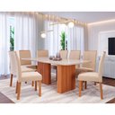 Ver imagem 2 de Mesa de Jantar Tampo de Vidro Off White Ester 2,10 com e 8 Cadeiras Clarice Cinamomo/madeira/nude