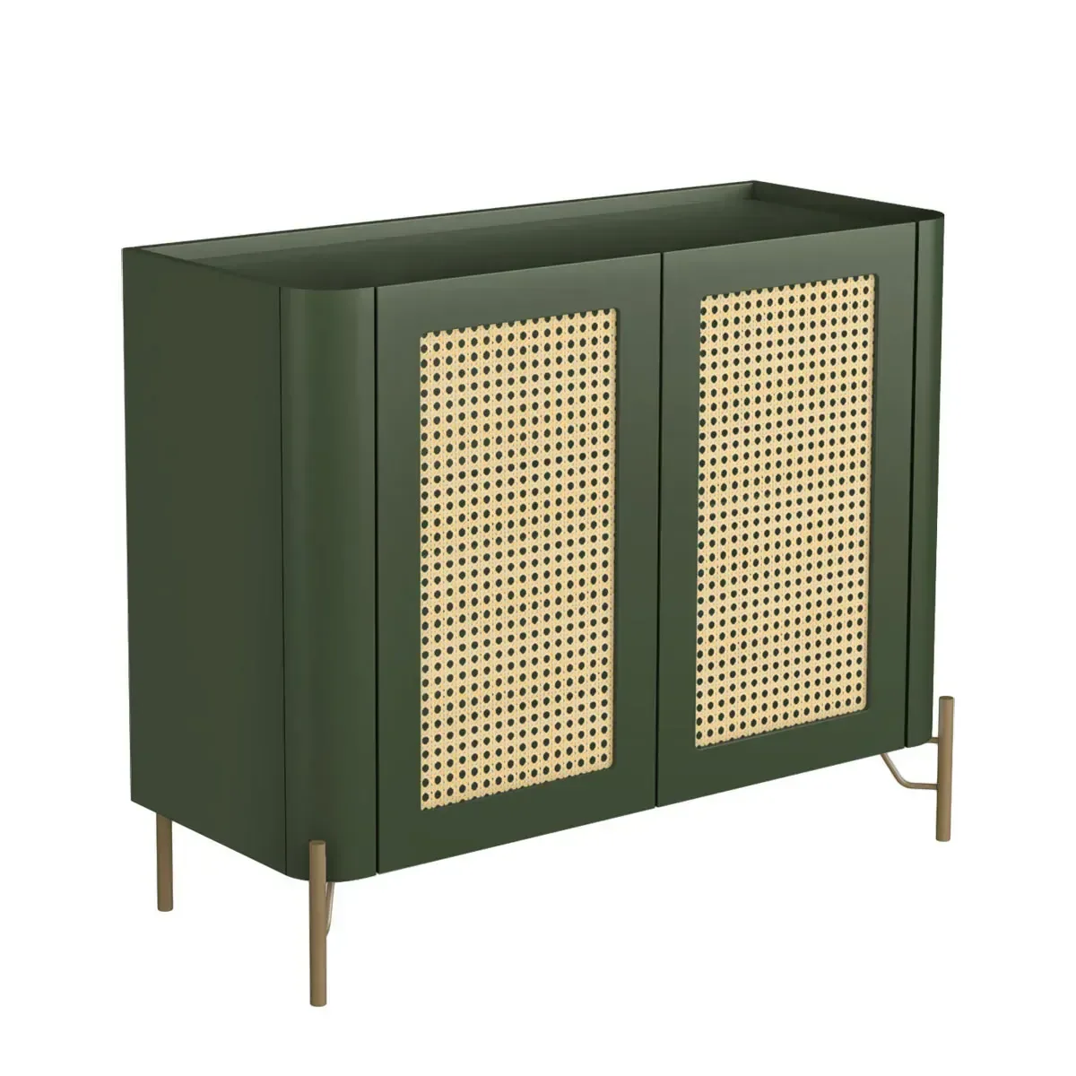 Ver imagem 2 de Buffet Mdf com Gaveta e Palha Natural L98,5 X A81,5cm Musgo/dourado F830s