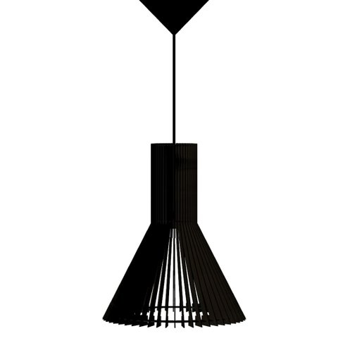 Luminária Teto tipo Pendente FUNIL MDF Completa -:Preta