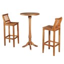 Ver imagem 1 de Conjunto Bistrô Mesa Madeira Maciça com 2 Banquetas Confort Ripada Castanho