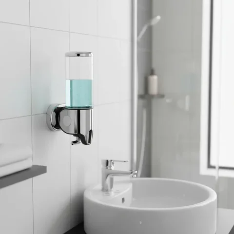 Suporte Dispenser Álcool Gel Shampoo Parede Sabonete 24cmx10cmx10cm - Transparente