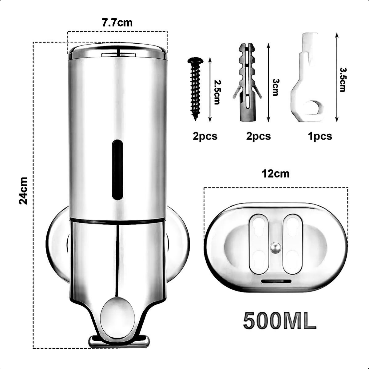 Suporte Dispenser Álcool Gel Shampoo Parede Sabonete 24cmx10cmx10cm - Transparente - 7