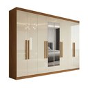 Ver imagem 2 de Guarda-Roupa Casal com Espelho 8 Portas 4 Gavetas Paris Bege/Cinamomo/Off White