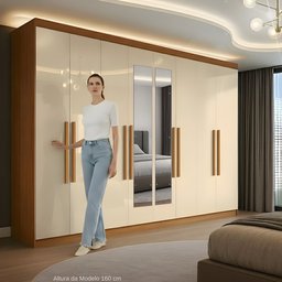 Guarda-roupa Casal com Espelho 8 Portas 4 Gavetas Paris - 3 Guarda-roupa Casal com Espelho 8 Portas 4 Gavetas Paris - 3